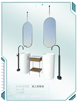 立柱盆2一体圆形组合